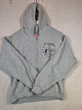 Vintage Olive Oyl Hoodie Womens L Grey American Diva Popeye Full Zip Sweatshirt